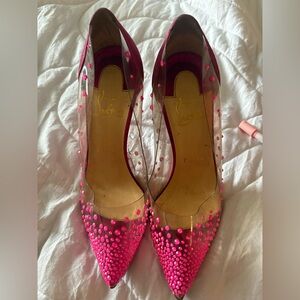 Christian Louboutin Vibrant Pink Studded Heels